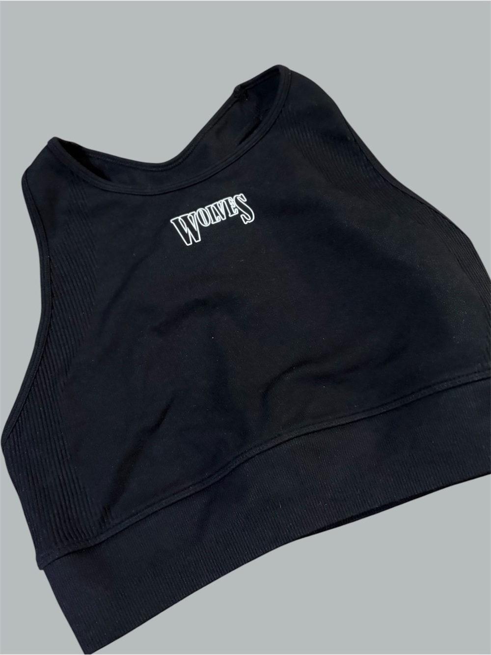Darc Sport Black Ribbed High-Neck Crop Tank